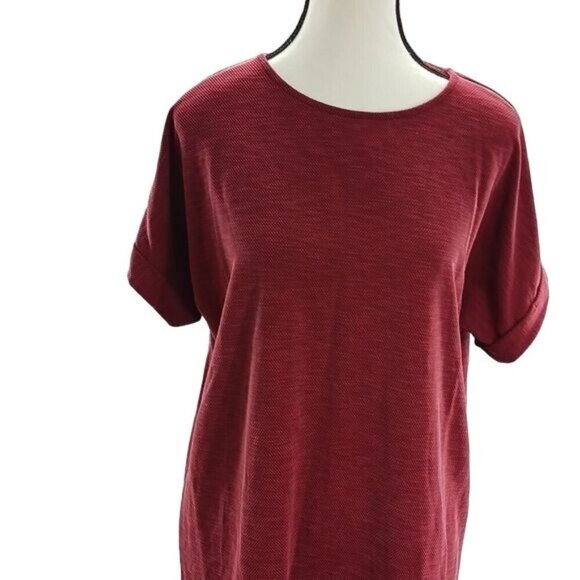 Alya Dress Red Short Sleeve Stretch Shirt Dress Womens Size Medium - Picture 2 of 6